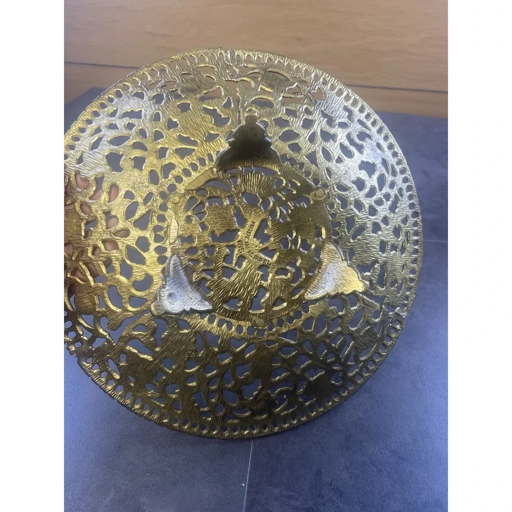 Tamar Brass Hand Painting Enamel 3 Footed Fruit Bowl Made in Israel